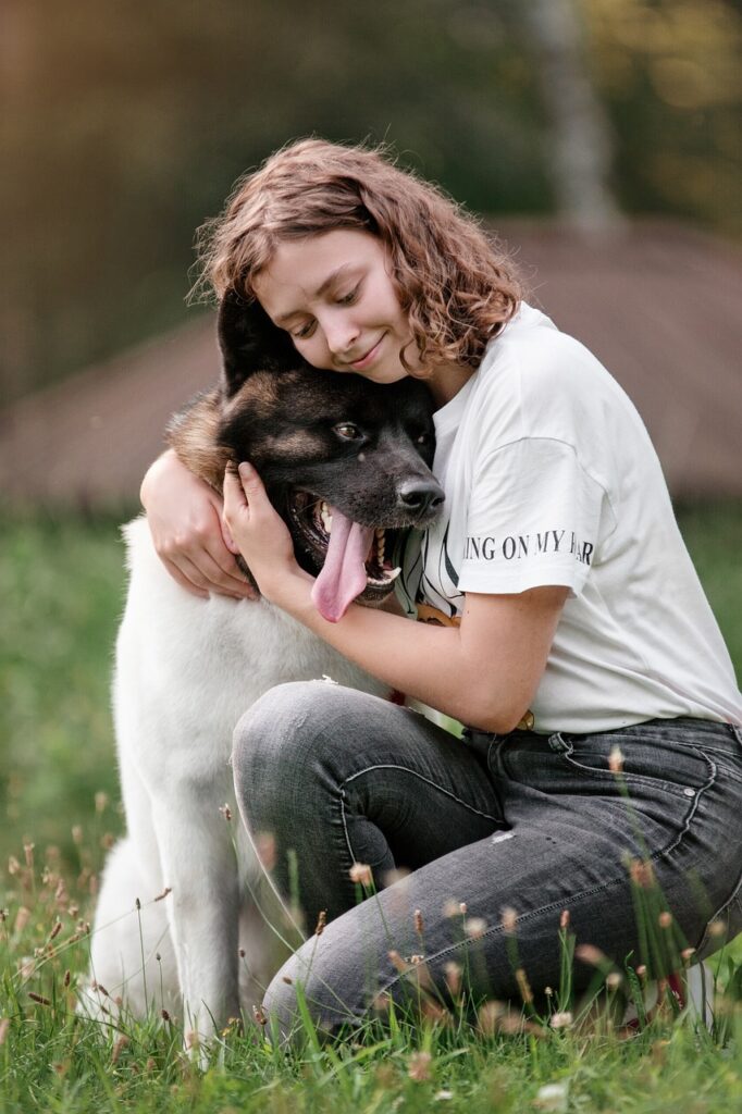 dog, nature, girl